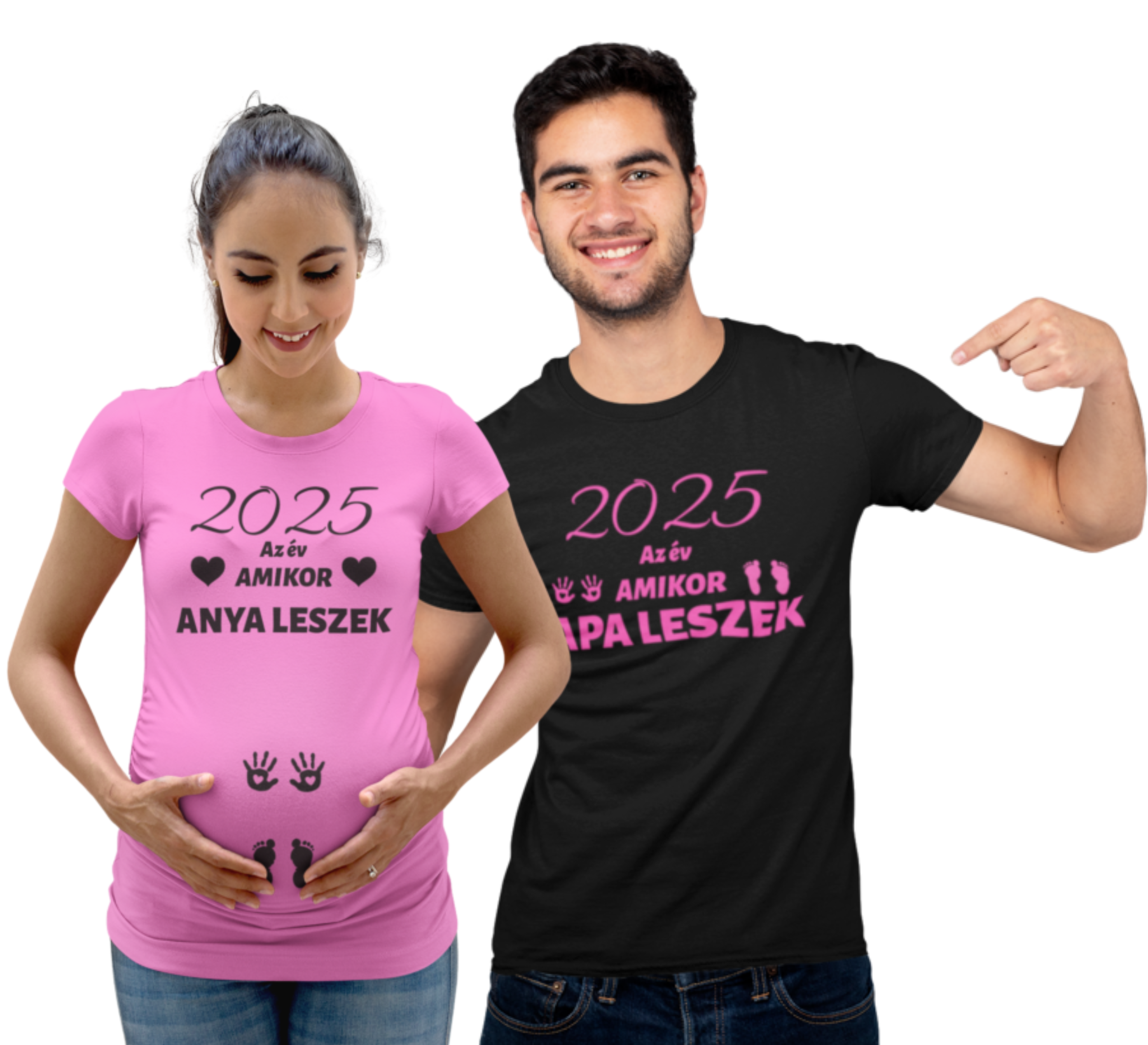 2025 az év amikor anya leszek/2025 az év amikor apa leszek rózsasz/fek(2db póló)